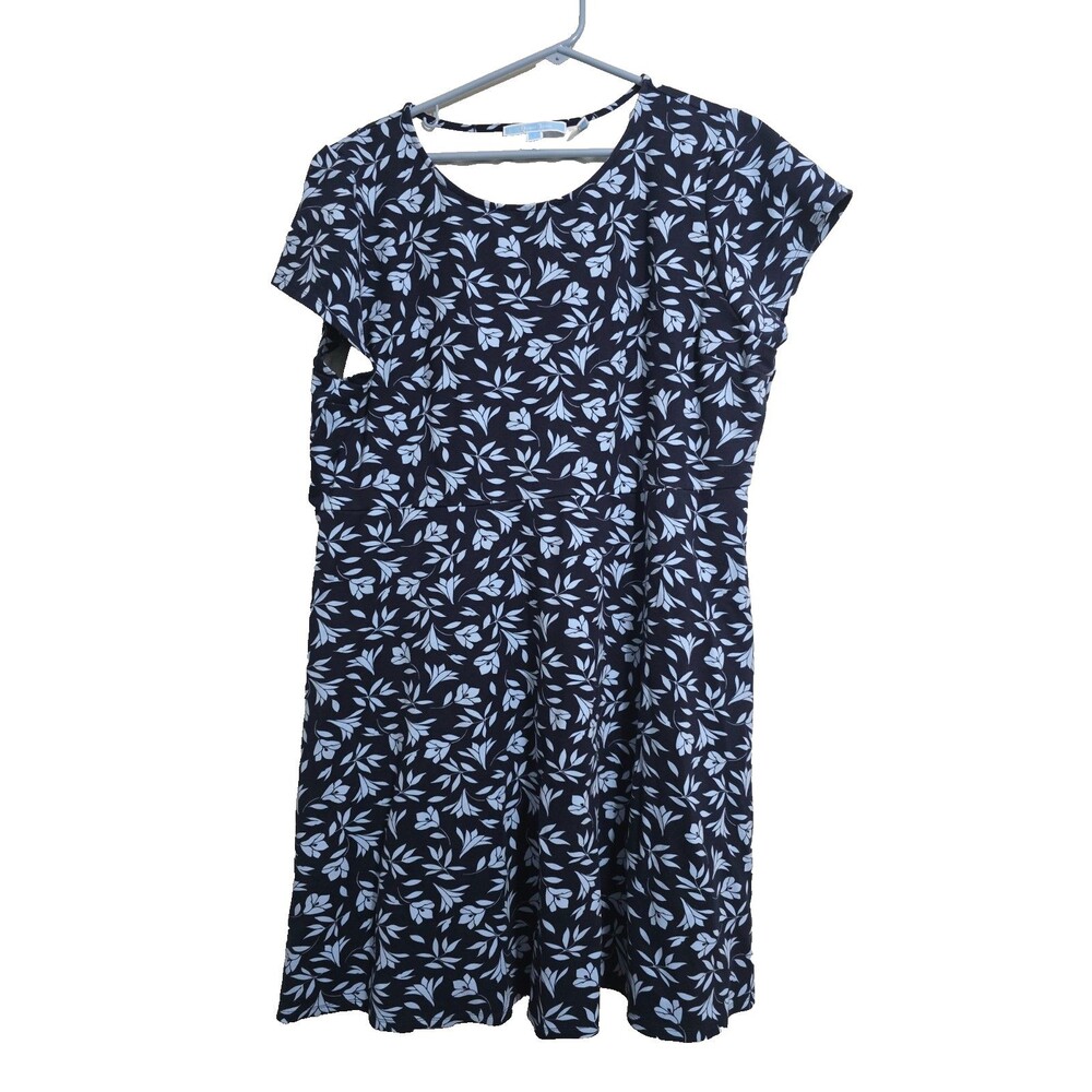 Draper James Size 2XL Dress Ponte A Line Navy Floral Nautical Coastal Preppy